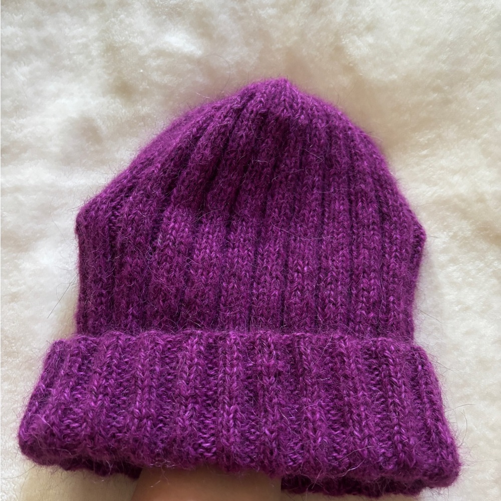 Hand made Purple Knit Beanie - Picture 4 of 4